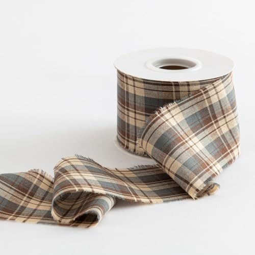 Pretty Jolly Frayed Plaid Cotton Brown Ribbon for Gift Wrapping Flower Bouquet Craft Wedding Invi... | Amazon (US)