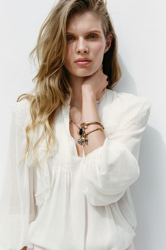 LACE RUFFLE BLOUSE | Zara US