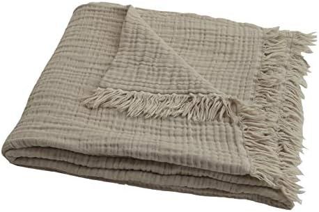 100% Organic Muslin Cotton Throw Blanket for Couch Adults, 4-Layer Plant Dyed Yarn, Soft Breathab... | Amazon (US)