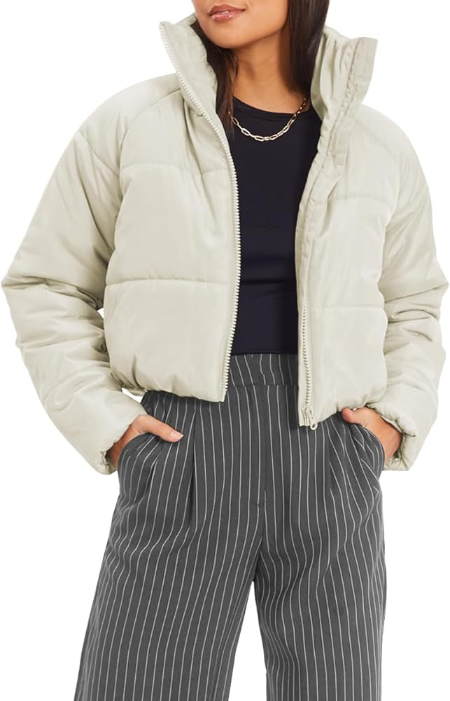 AUTOMET Puffer Jackets Womens Winter Coats Trendy 2023 Fashion Outfits Long Sleeve Zip Up Stand C... | Amazon (US)