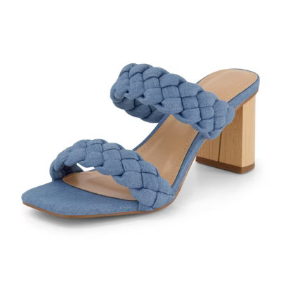 Dunes + CUSHIONAIRE Technology Women's Iris braided Heel Sandal +Memory Foam Denim 7.5 | Target