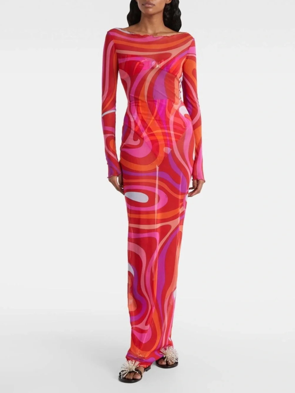 Pucci Marmo semi-sheer maxi dress - US L | Poshmark