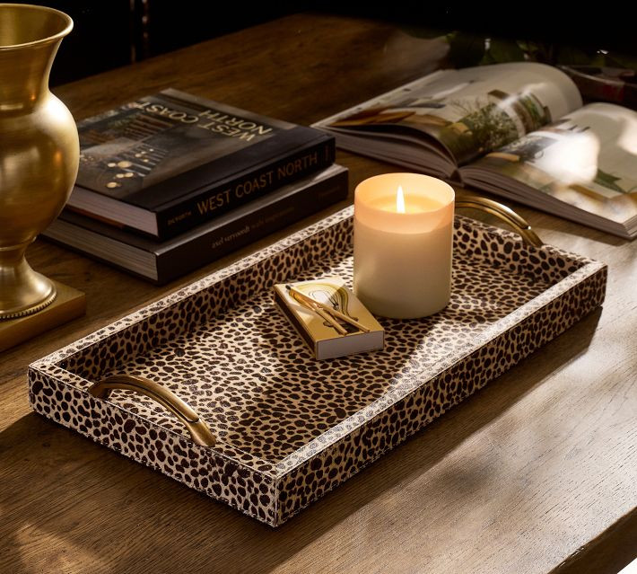 Cheetah Print Oak Wood Tray | Pottery Barn (US)