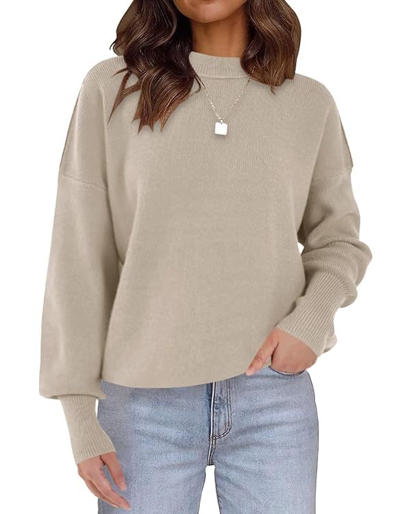 SERAIH Womens Batwing Sleeve Pullover Loose Side Split Oversized Solid Sweaters Drop Shoulder Slo... | Amazon (US)