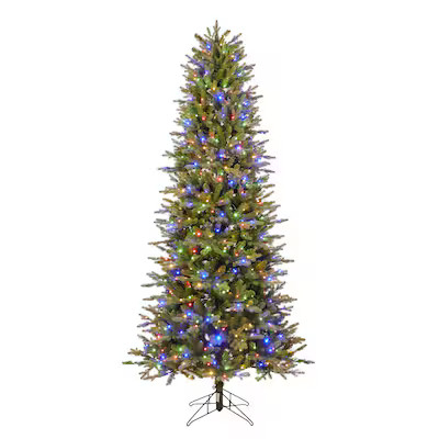 GE 7.5-ft Aspen fir Pre-lit Slim Artificial Christmas Tree with Multicolor LED Lights | Lowe's