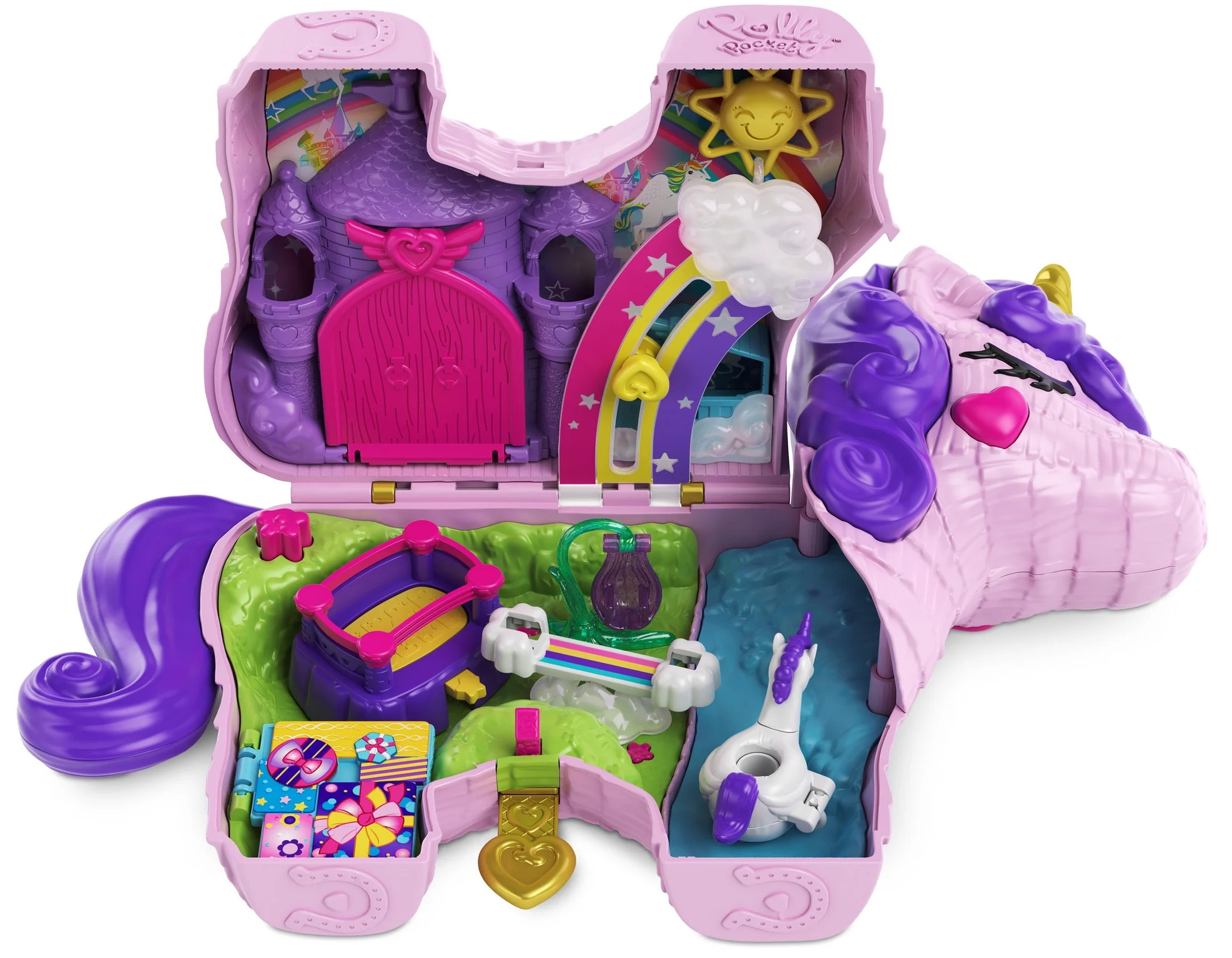 Polly Pocket Unicorn Party Large Compact, Polly & Lila Dolls & 25+ Surprises - Walmart.com | Walmart (US)