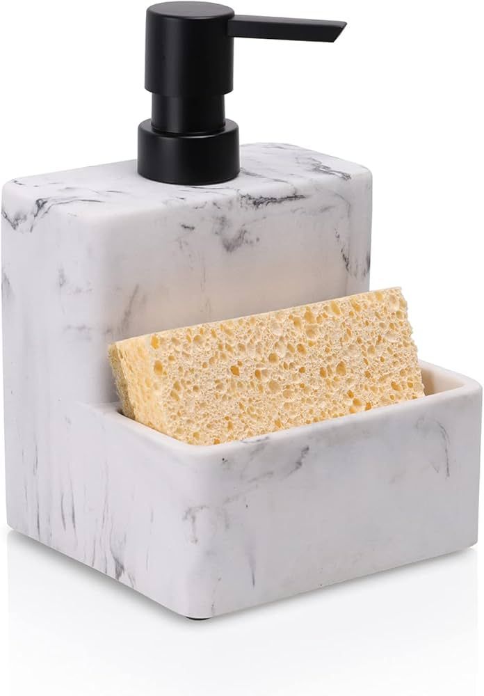 zccz Soap Dispenser with Sponge Holder, Marble Look Liquid Hand and Dish Soap Dispenser Pump Bottle  | Amazon (US)