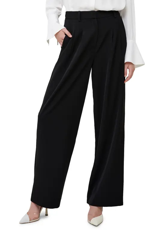 French Connection Harrie Wide Leg Suiting Pants in 01-Blackout at Nordstrom | Nordstrom