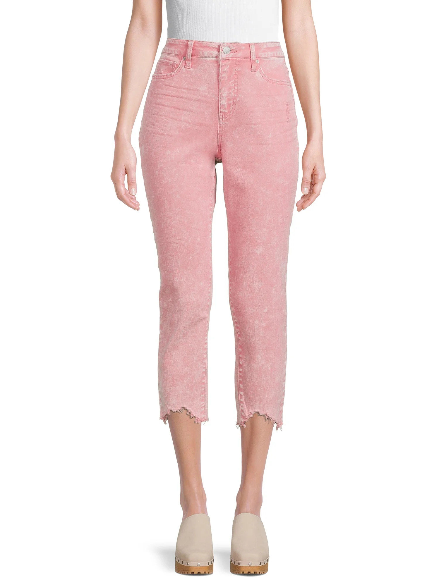 Time and Tru Women's Boyfriend Jeans with Sharkbite Hem | Walmart (US)