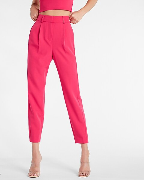 High Waisted Pleated Ankle Pant | Express