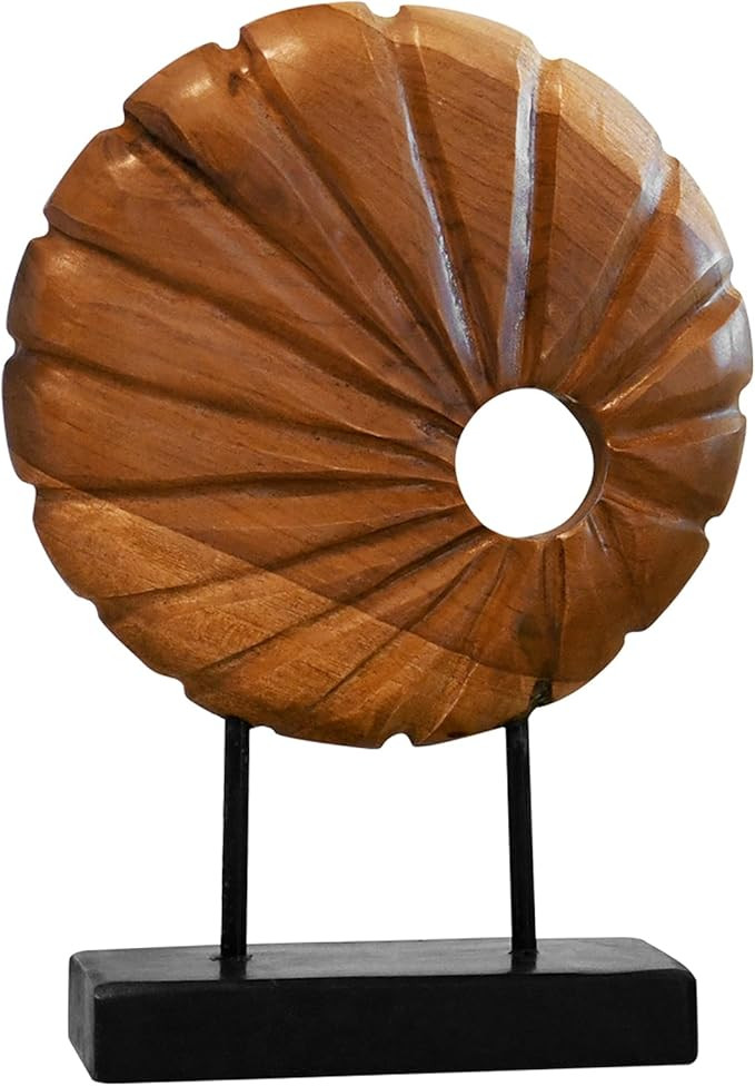 Teak Sculpture Home Décor for Shelf Sculpture with Base Decoration for Living Room, Bedroom, Off... | Amazon (US)