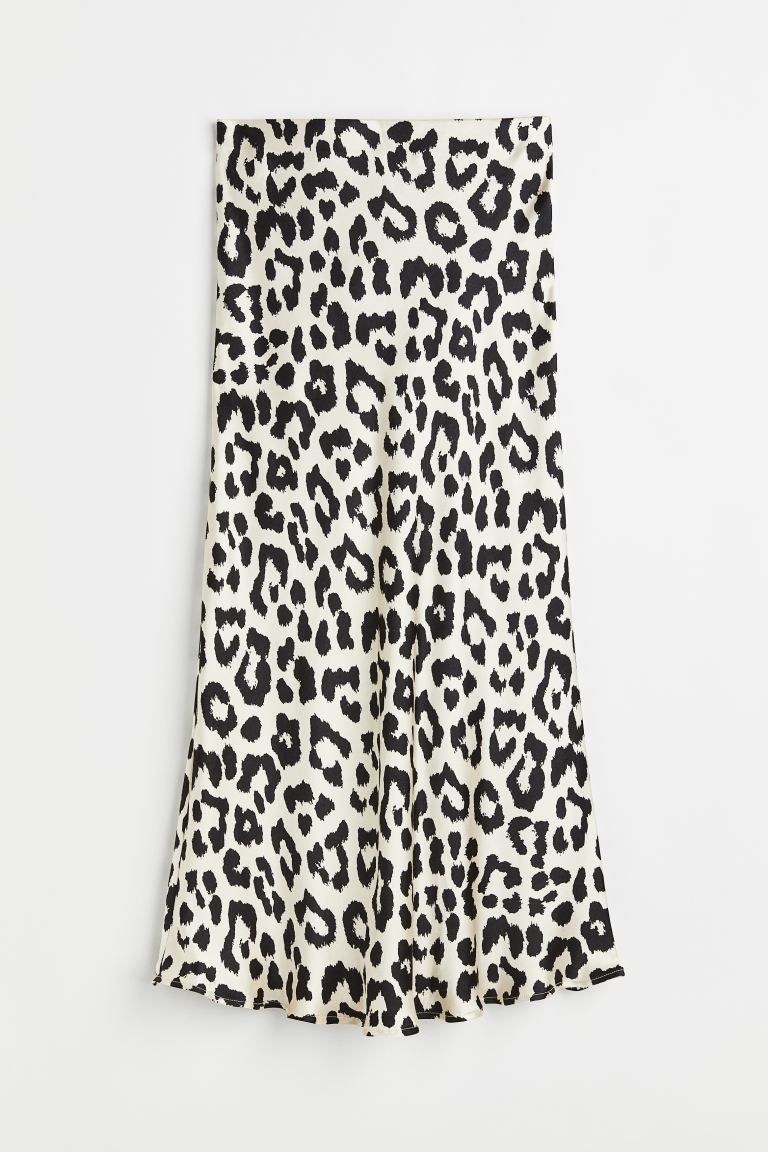 Flared Skirt - Regular waist - Midi - Cream/leopard print - Ladies | H&M US | H&M (US + CA)