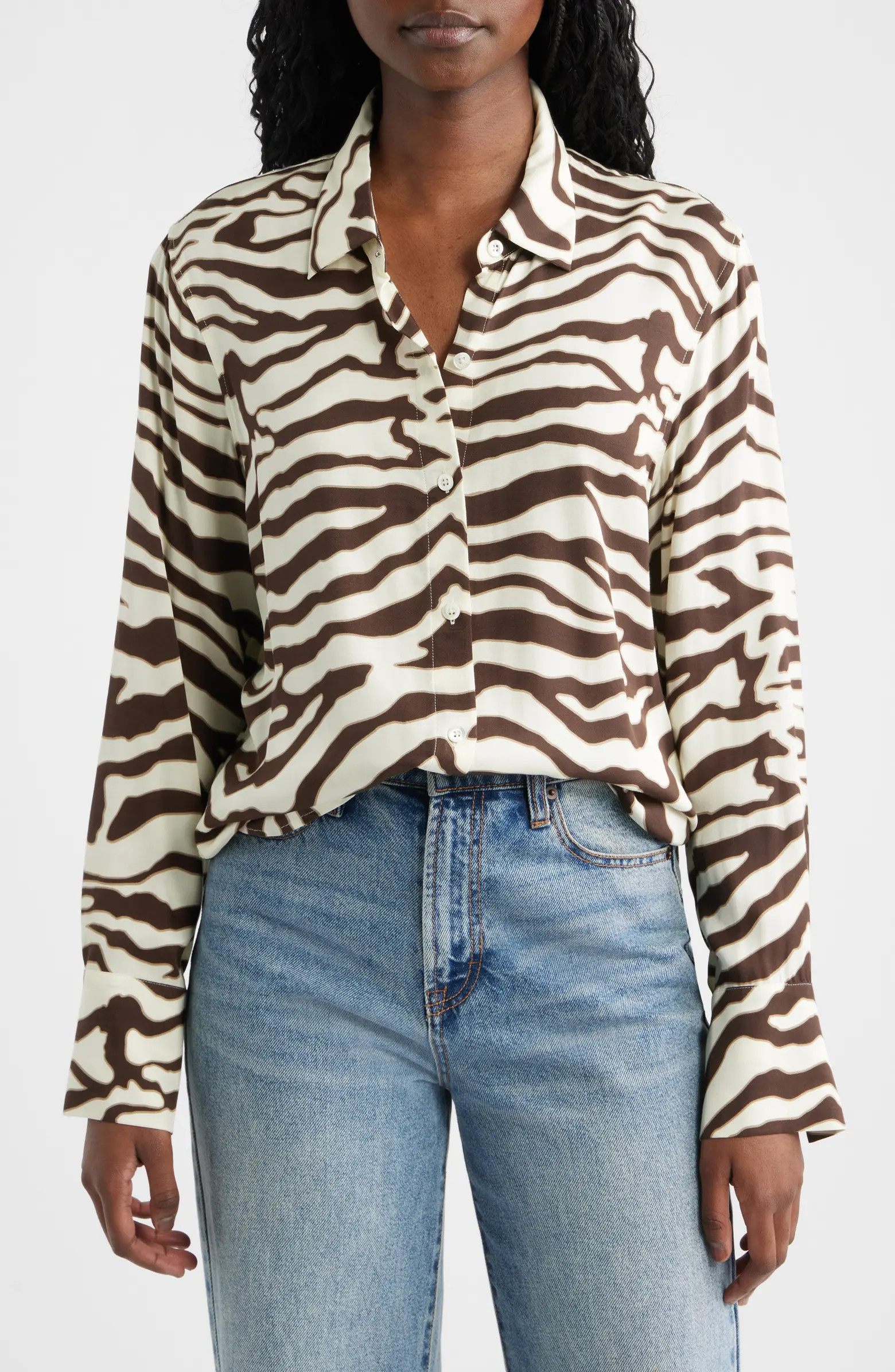 Saige Zebra Stripe Button-Up Shirt | Nordstrom