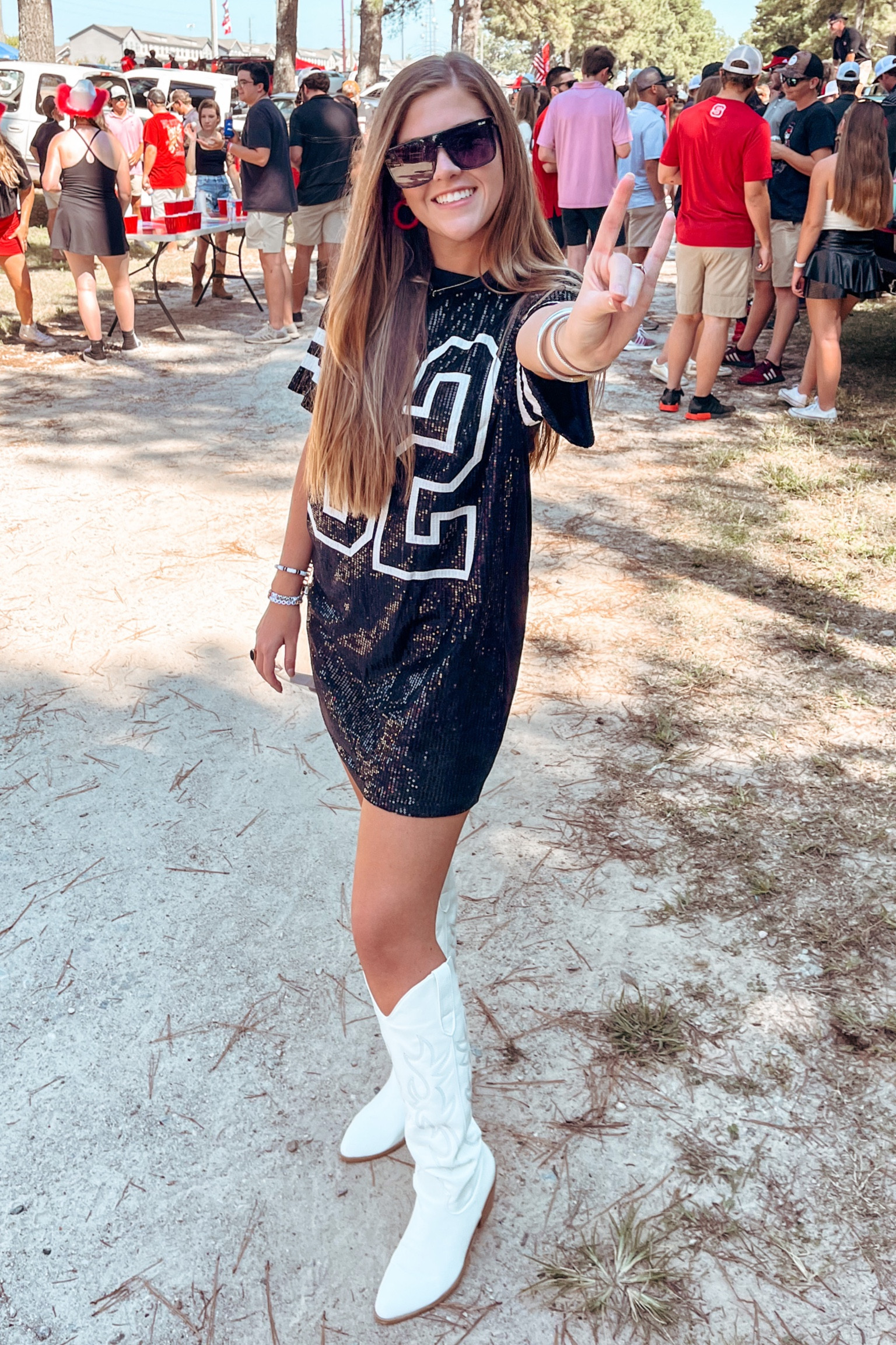 Black game day outfit, wearing a small in the jersey 


#gamedayoutfit
#ncstate

#LTKunder100 #LTKSeasonal #LTKitbag