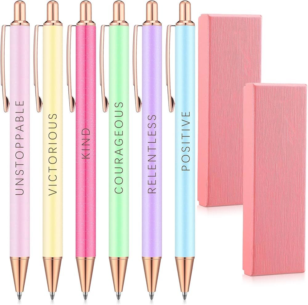 Outus 6 Pcs Fancy Pens for Women Motivational Cute Pens Women Boss Lady Gifts Metal Colored Prett... | Amazon (US)