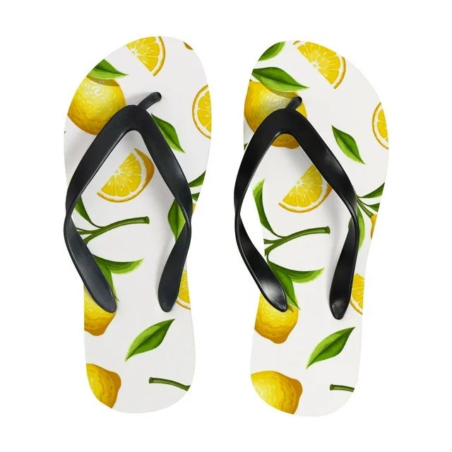 Bestwell Flip Flop Yellow Lemon Fruit Summer Casual Sandals Beach Rubber Shower Shoes Basic Thong... | Walmart (US)