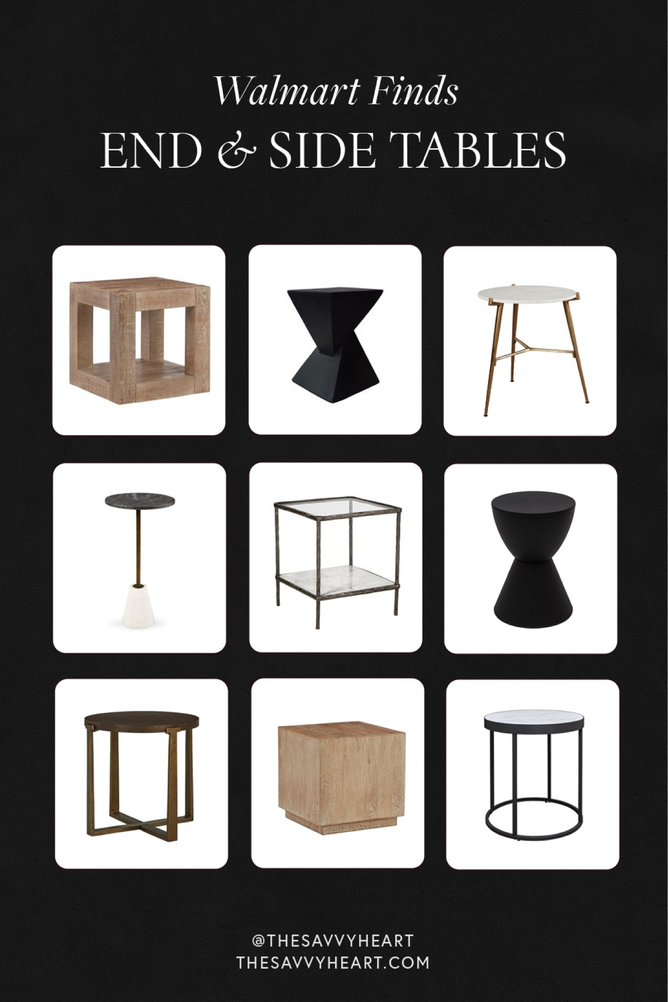 Modern, contemporary, transitional side, and end tables for a living room or bedroom. #Walmartfinds #Walmart