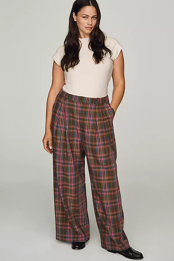 Avery Plaid Wide-Leg Trousers by Maeve Pants | Anthropologie (US)