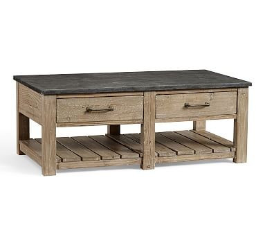 Parker Reclaimed Wood Coffee Table with Bluestone Top | Pottery Barn (US)
