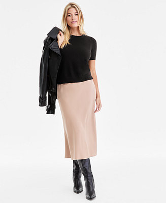 Women's 100% Cashmere Crewneck Short-Sleeve Sweater, Macy's Exclusive | Macy's