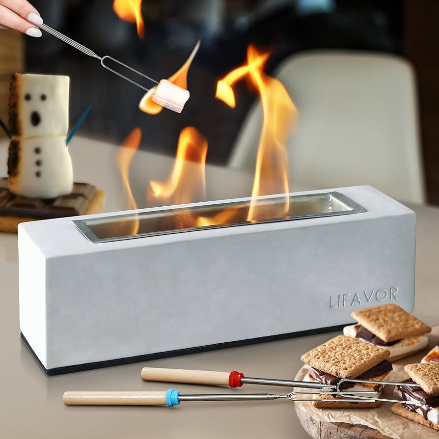 Tabletop Fire Pit, Portable Giftable Fireplace, Outdoor Indoor Smores Maker, Durable Concrete Tab... | Amazon (US)