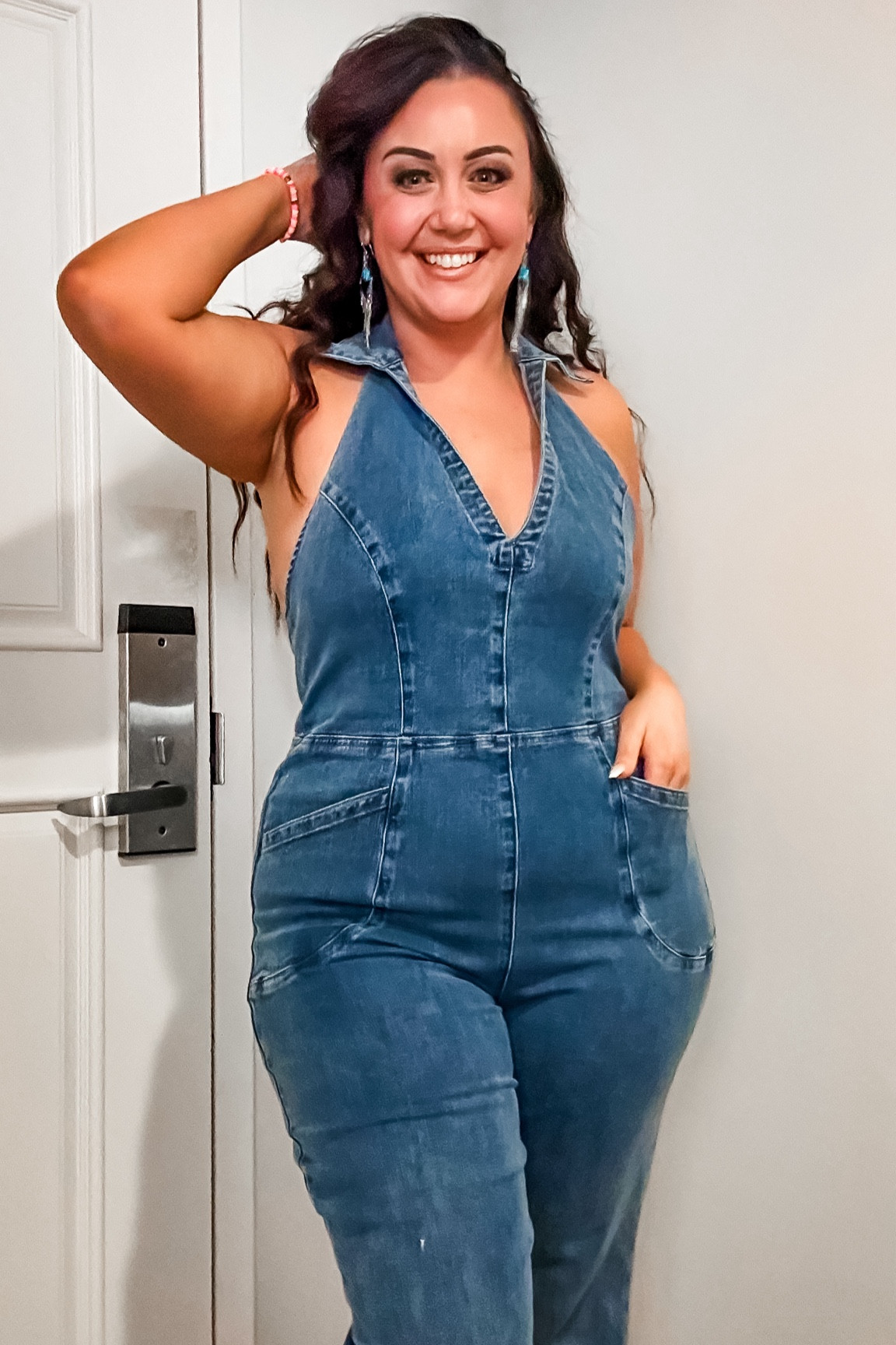 Curvy girl jumpsuit 
Size 14 

Earrings are Fierce Forward link listed to shop 

#LTKStyleTip #LTKSeasonal #LTKMidsize