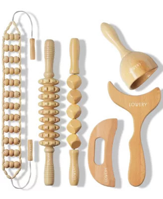 Lovery 6-Piece Wooden Massage Tool Kit - Natural Wood Therapy Set for Body Sculpting & Relaxation | Belk