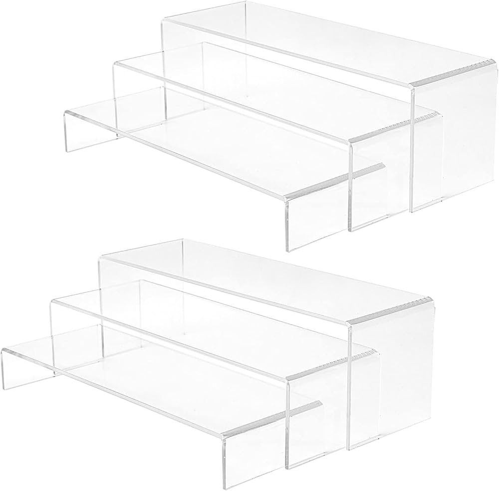 6 Pcs Large Acrylic Risers, 2 Set 4" Widen Clear Rectangular Tabletop Display Riser Shelf for Ami... | Amazon (US)