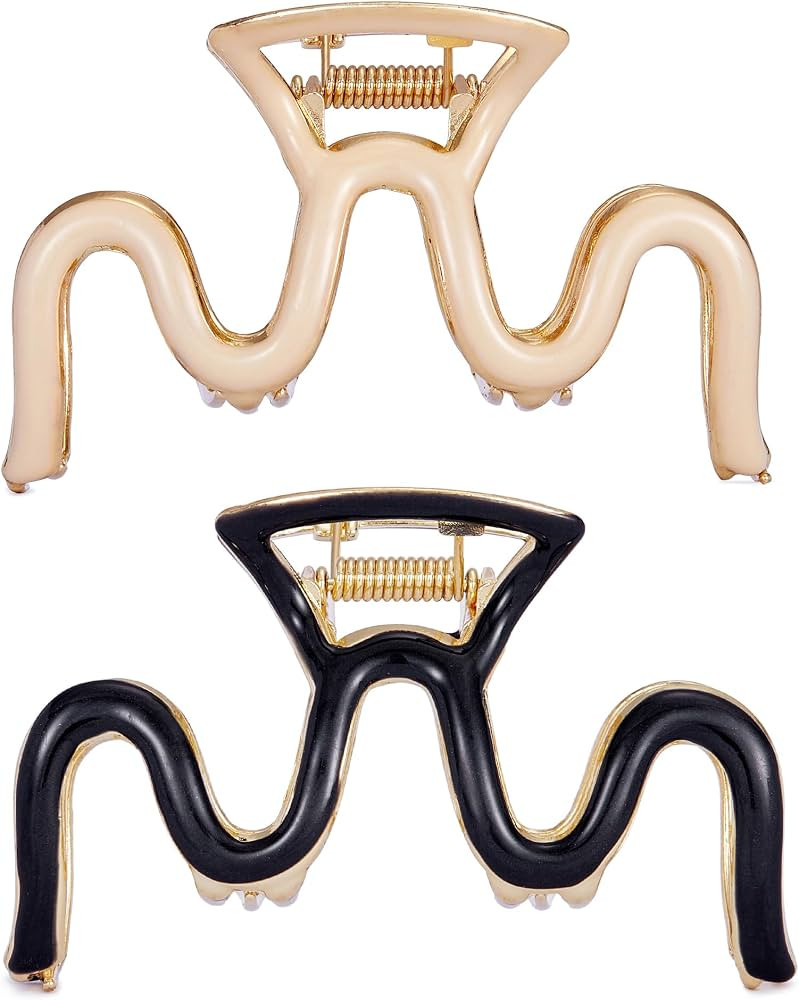 Large Metal Hair Claw Clips, 2 Pack 3.3 Inch Black Hair Jaw Clips for Thick Curly Hair, Non-Slip ... | Amazon (US)