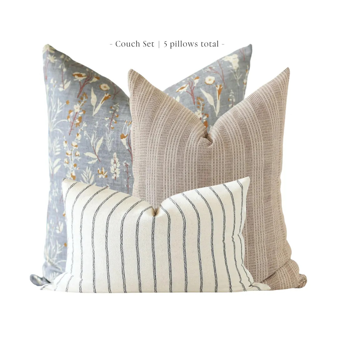 Couch Pillows Set, Pillow Combination, Throw Pillows Set, Pillow Combo Set, Wildflower Pillow, Fl... | Etsy (US)