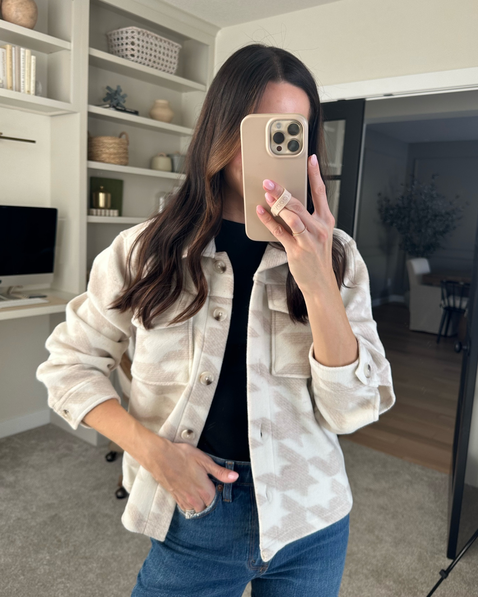 Fleece houndstooth Shacket: true to size (S) size up for an oversized fit 

Walmart finds, Walmart fashion 

#LTKSeasonal #LTKunder50 #LTKstyletip