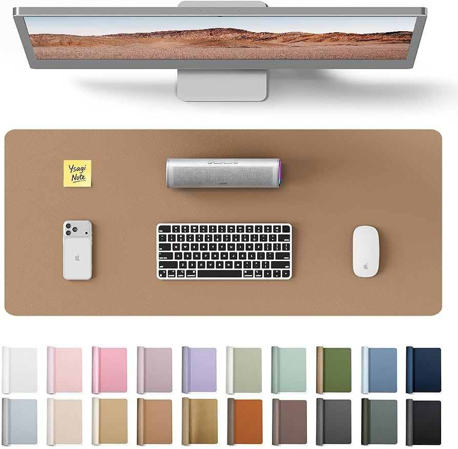 YSAGi Leather Desk Pad Protector, Office Mat, Large Mouse Pad, Non-Slip PU Blotter, Laptop Waterp... | Amazon (US)