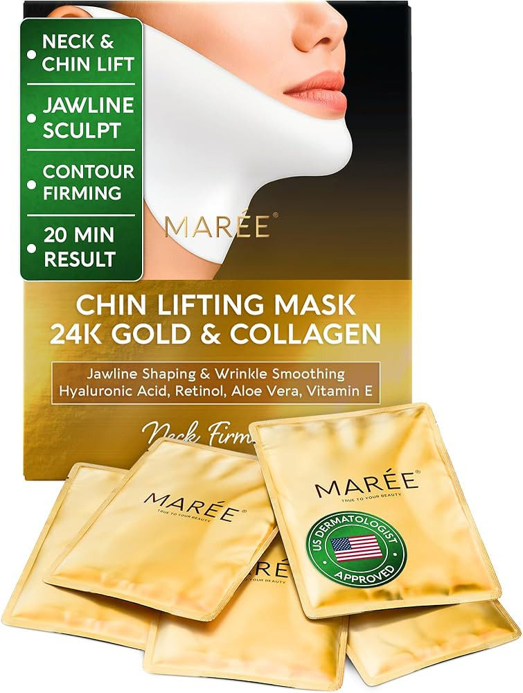 MAREE V Line Lifting Mask with 24K Gold – Deep Collagen Face Mask for Women – Jawline Shaper ... | Amazon (US)