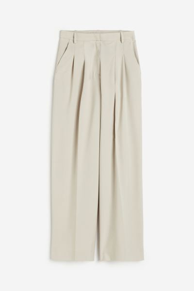 Wide trousers - Light beige - Ladies | H&M GB | H&M (UK, MY, IN, SG, PH, TW, HK)