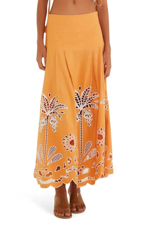 FARM Rio Tropi Embroidered Eyelet Cover-Up Maxi Skirt in Tropi Embroidery Cam at Nordstrom, Size Medium | Nordstrom