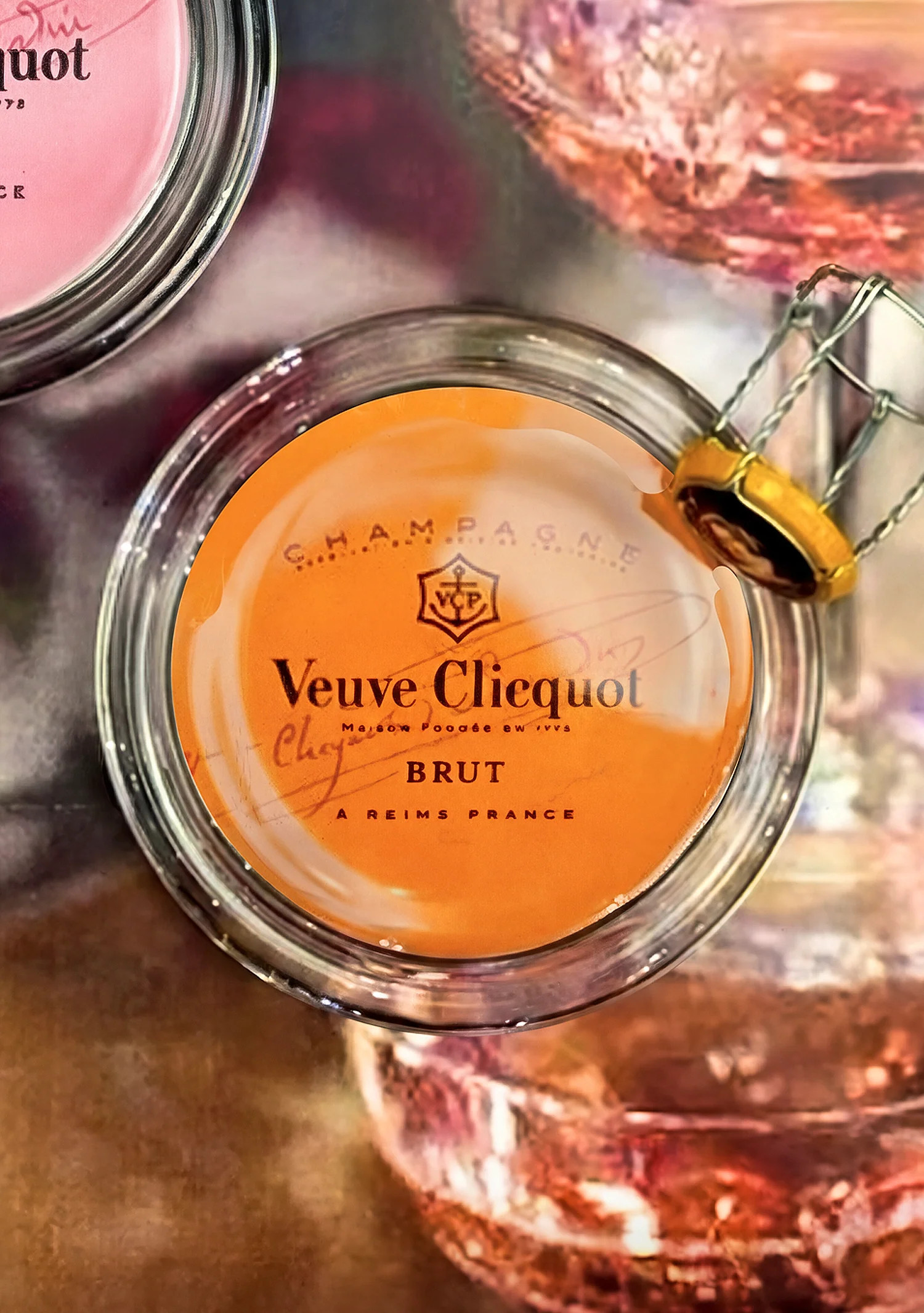 Vintage Veuve Clicquot Brut 4" Round Glass Coaster | Ben's Garden