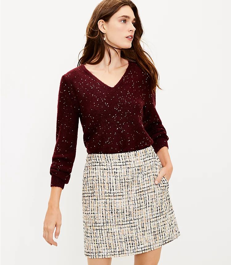 Shimmer Tweed Pocket Skirt | LOFT | LOFT