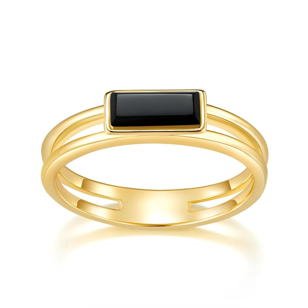 Minddha Gold Rings|Silver Rings| Black Onyx Rings|14K Gold/White Gold Plated Rings For Women| Wed... | Amazon (US)
