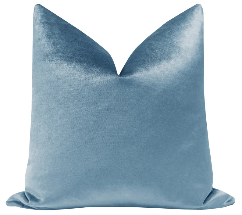 Faux Silk Velvet // Hydrangea Blue Pillow COVER ONLY  Light - Etsy | Etsy (US)