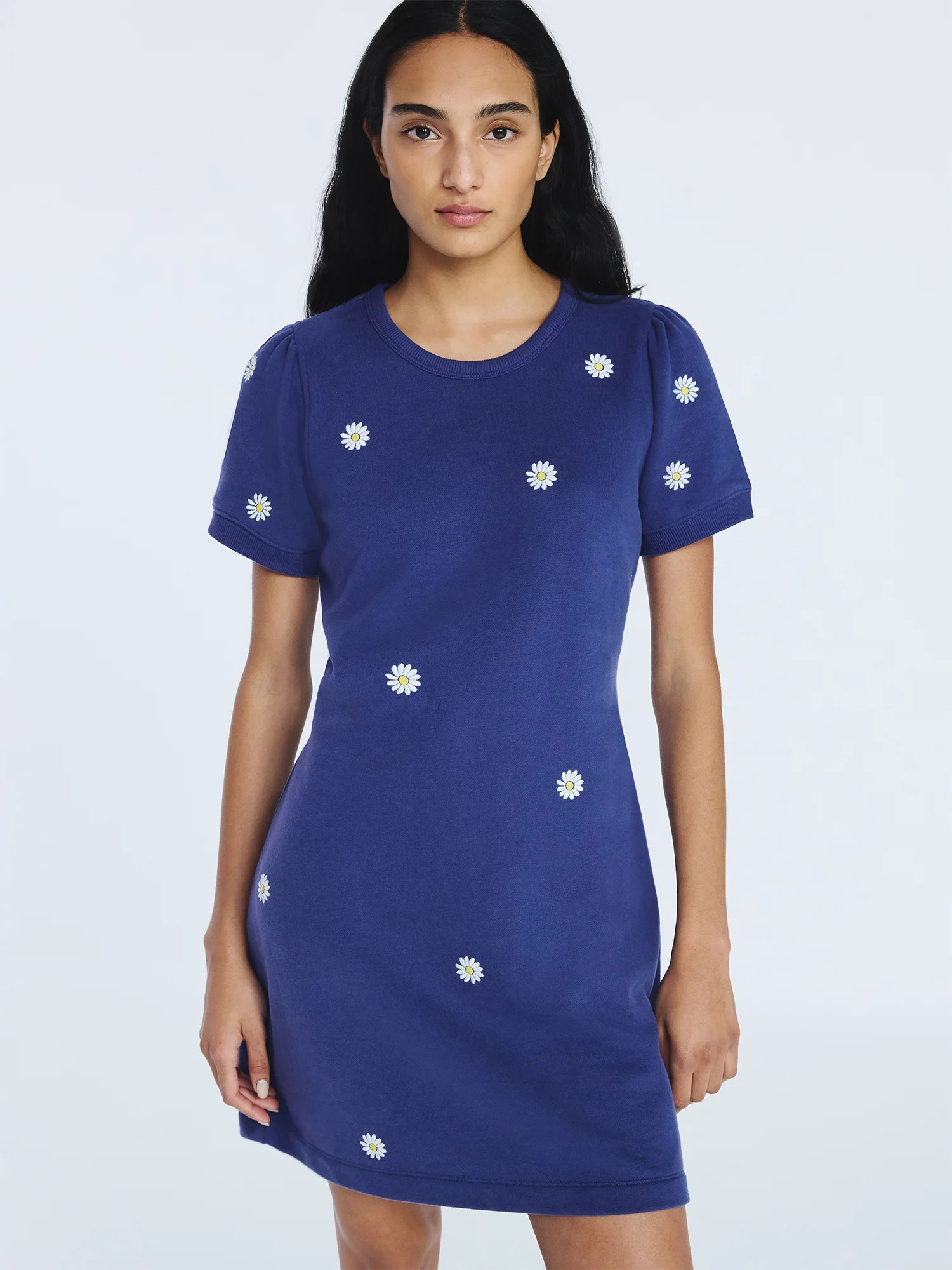 Free Assembly Women’s and Women's Plus Embroidered Mini Dress with Puff Sleeves, Sizes XS-4X | Walmart (US)