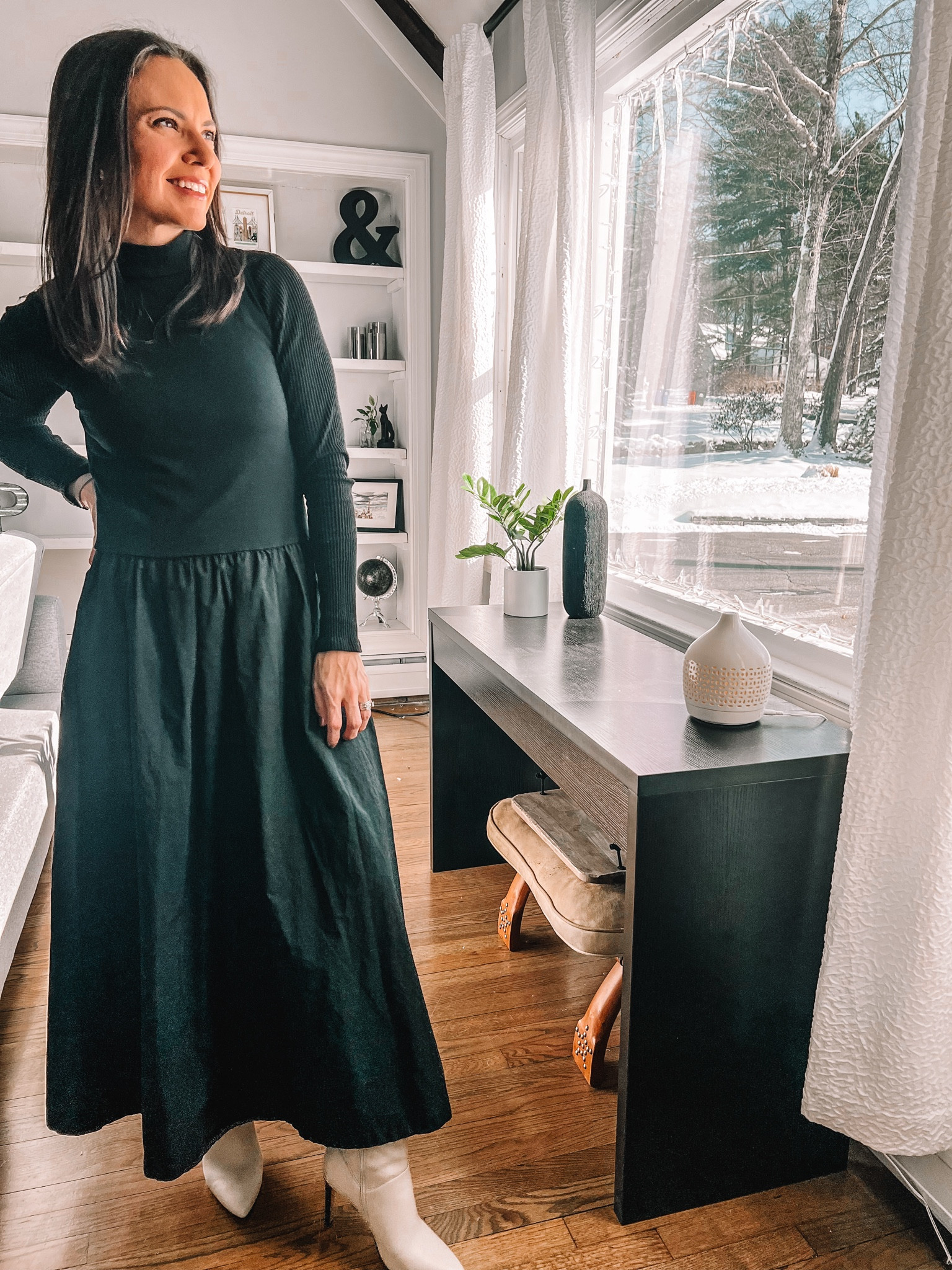 Transform a summer dress for winter with layers. 

#LTKSeasonal #LTKWorkwear #LTKOver40