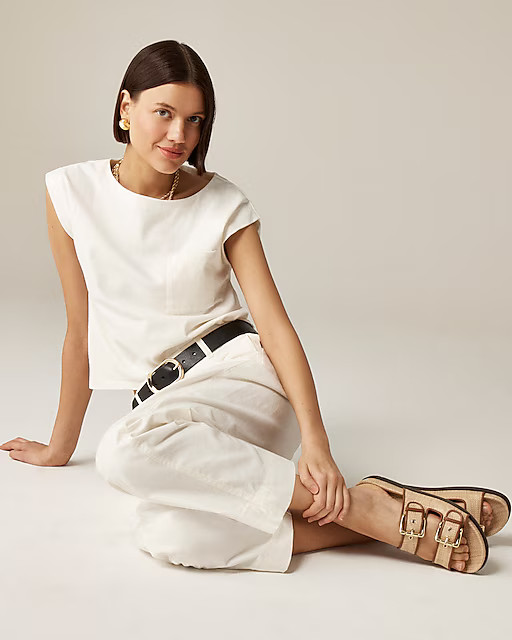 New Colbie wide-strap buckle sandals in faux raffia | J. Crew US