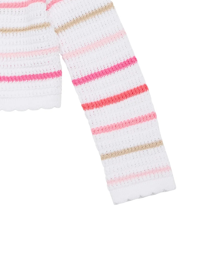 Wonder Nation Toddler Girls Crewneck Cardigan with Long Sleeves, Sizes 12M-3T | Walmart (US)