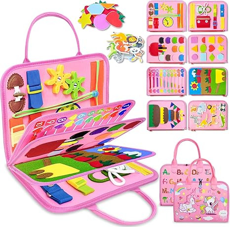 Exorany Busy Board Montessori Toys for Toddler Girl Birthday Gifts, Busy Book Sensory Learning To... | Amazon (US)