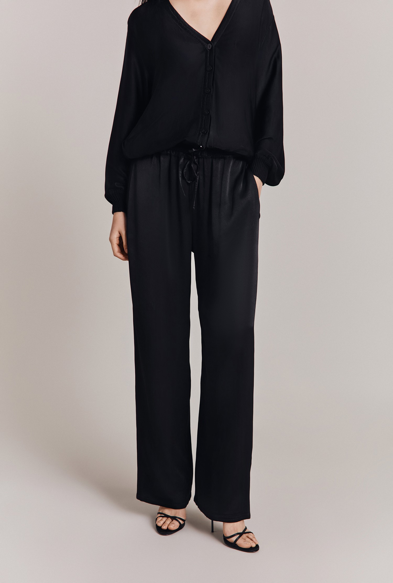 Imogen Satin Wide Leg Trouser | Ghost