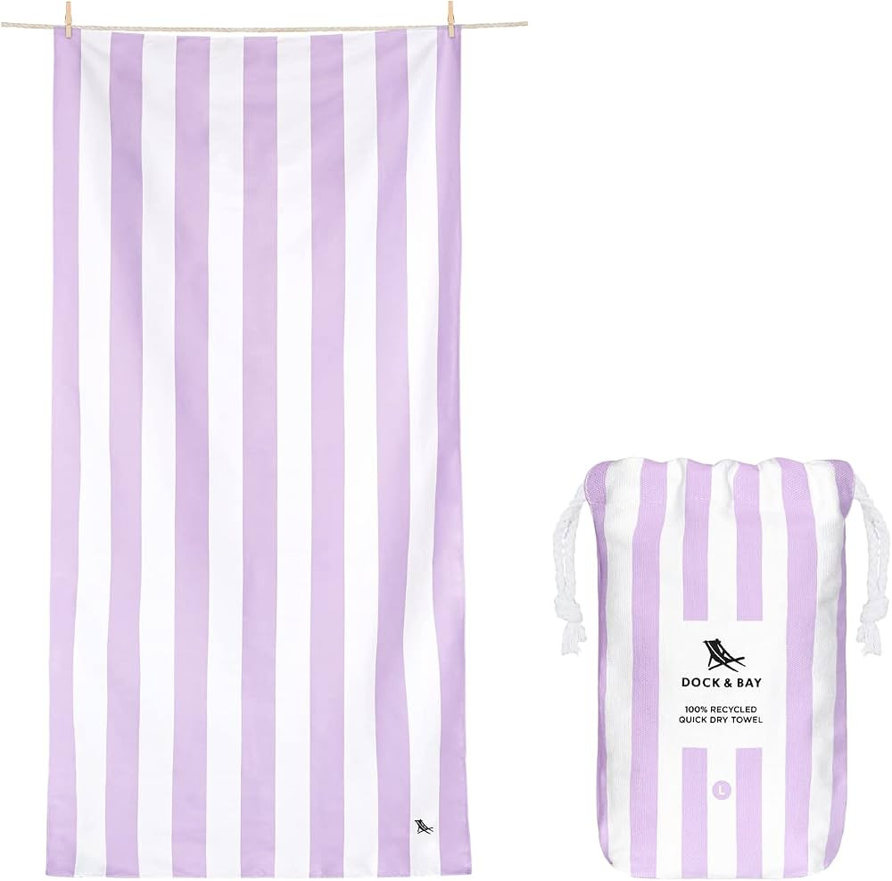 Dock & Bay Beach Towel - Quick Dry, Sand Free - Compact, Lightweight - 100% Recycled - Includes B... | Amazon (US)