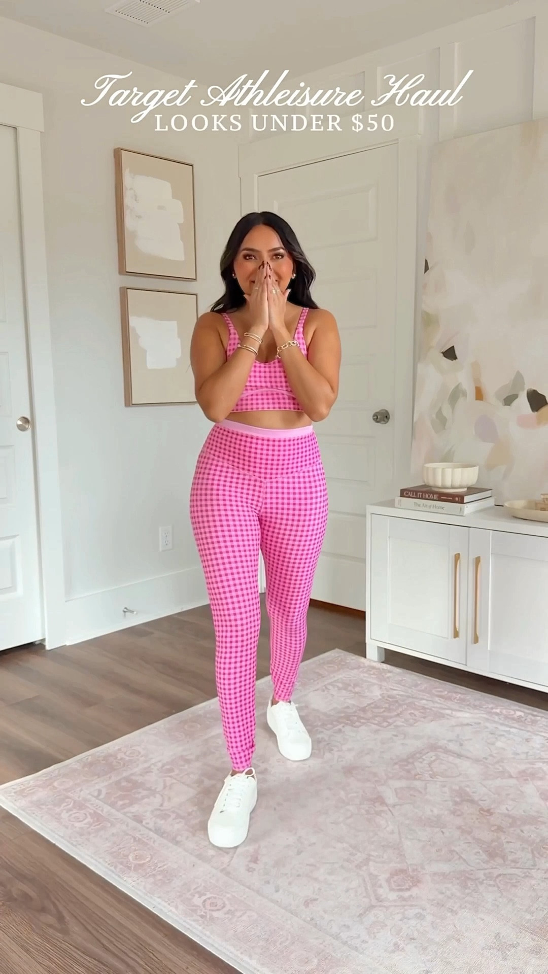 Target Athletic Sets!
For reference: I’m 5’0, 32b bra size, and 2/26 in bottoms, pear shaped. 
*Everything I share is unaltered! TTS means true to size. Between size 5-6.6 in shoes

Pink gingham sports bra size xs TTS
Pink gingham leggings size small TTS
Neon pink cardigan sweater size xxs TTS
Sneakers size 6.5 TTS

Light pink floral dress with shorts size xs TTS
Pink floral pullover sweatshirt size small - sized up a size for a roomy fit but could have gone with my normal xs size
Sneakers size 6.5 TTS

Floral pink leggings size small - this run a little small in the waist, i’d prefer to size up a size

Black gingham sports bra size xs TTS
Black gingham leggings size small TTS
Black jacket size xxs TTS
Sneakers size 6.5 TTS

Steel blue pullover size small - size up a size for a roomy fit
Steel blue leggings size small TTS
Sneakers size 6.5 TTS

Red and light pink active dress size xs TTS
Light pink sweatshirt size xs TTS
Sneakers size 6.5 TTS


#LTKPetite #LTKFindsUnder50 #LTKActive