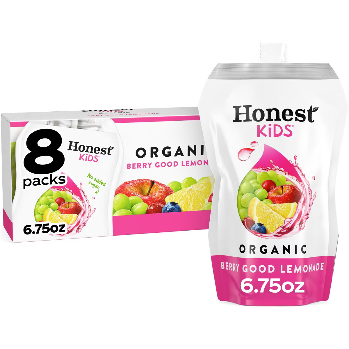 Honest Kids Berry Berry Good Lemonade Organic Juice Drinks - 8pk/6.75 fl oz Pouches | Target