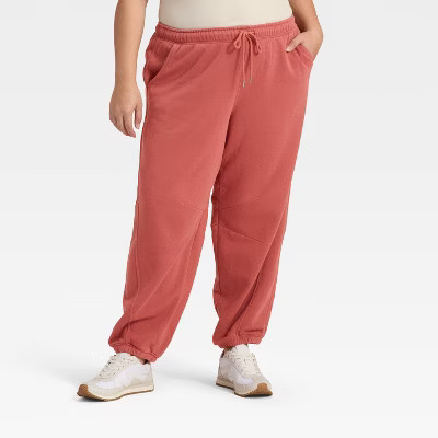 Women's Mid-Rise Barrel Leg Sweatpants - Universal Thread™ Rust XS | Target