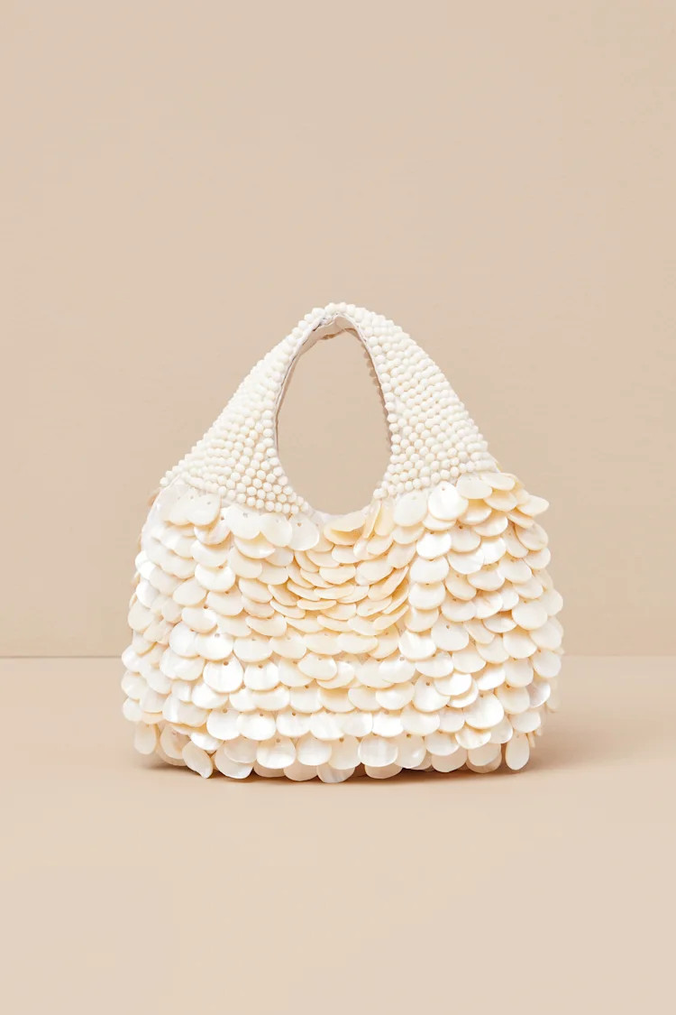 Alaiza Cream Beaded Shell Handbag | Lulus